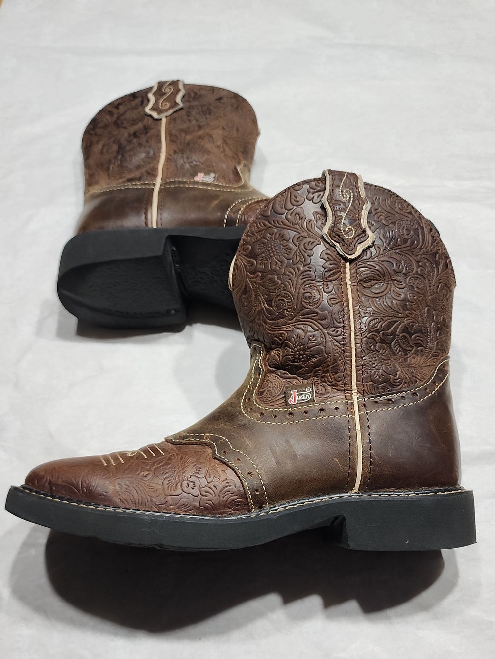 Justin Mandra Square Toe Pull On Cowboy Boots
